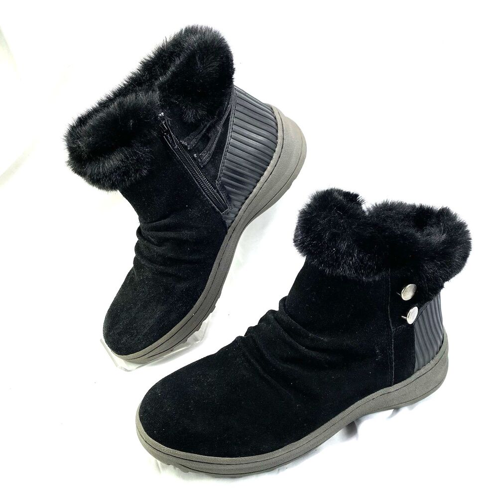 Baretrap Snow Boots Women's 9M Adelina Black Faux Fur Lined Ankle Comfort Casual